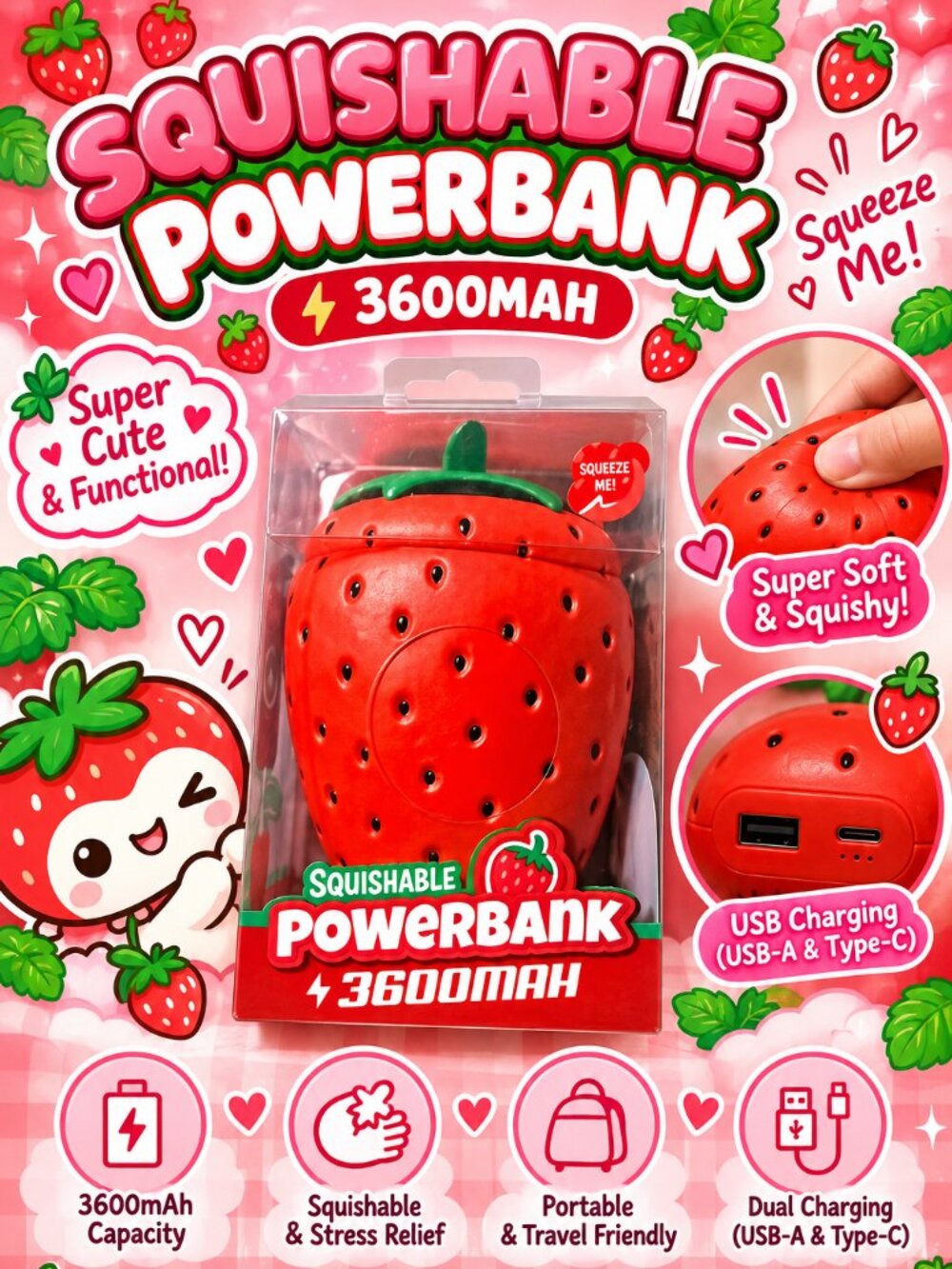 Squishable Strawberry Powerbank